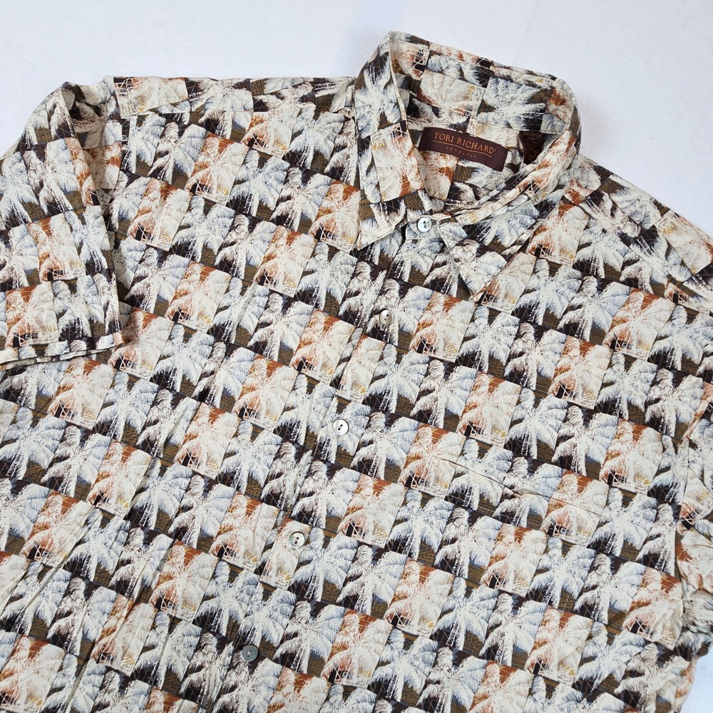 Tori‎ Richard Honolulu Mens Large Cotton Palm Tree Aloha Shirt Made in Hawaii